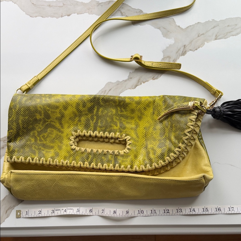Vince Camuto Yellow Snake Print Clutch